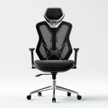 Ergonomischer Bürodrehstuhl mit Kopfstütze und Netzrücken, Schwarz/Silber, 66 x 66 x 118–128 cm