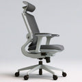 Ergonomischer Bürodrehstuhl mit Kopfstütze, Netzrücken und Armlehnen, Grau/Schwarz, 66 x 66 x 118–128 cm