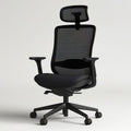 Ergonomischer Bürostuhl mit Netzrückenlehne und Kopfstütze, Schwarz, 66 x 66 x 118–128 cm