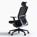 Ergonomischer Drehstuhl mit Kopfstütze, Netzgewebe, Schwarz/Silber, 68 x 68 x 118–128 cm