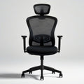 Ergonomischer Bürostuhl Schwarz mit Kopfstütze, Netzrücken und Armlehnen, 65 x 65 x 118–128 cm