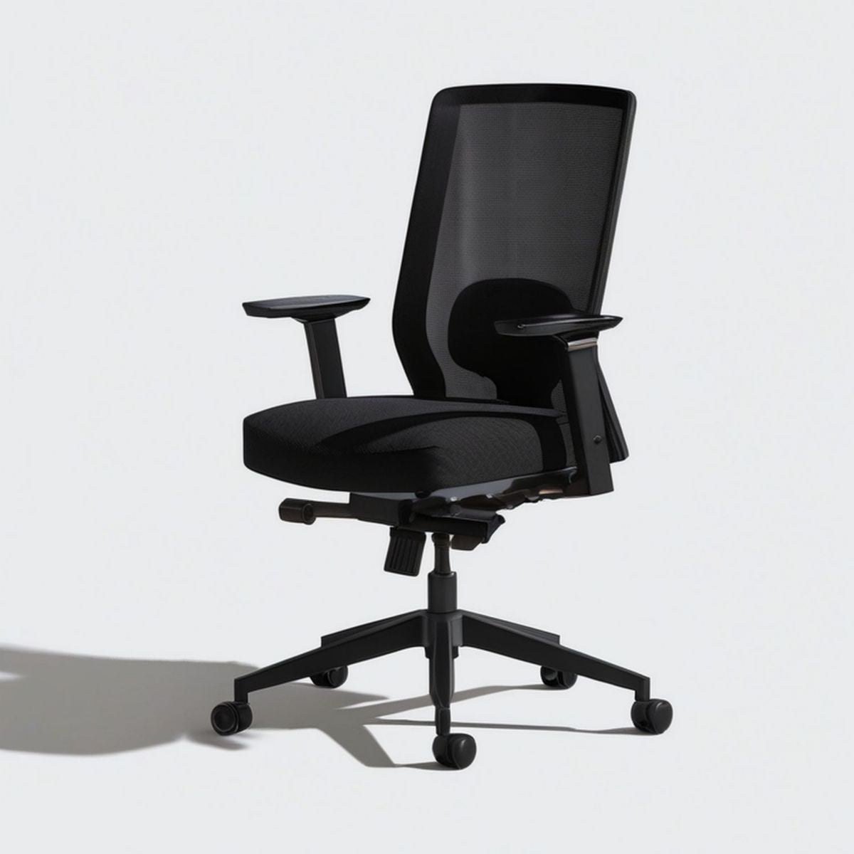 Ergonomischer Drehstuhl mit Netzrücken, Schwarz, 65 x 65 x 112–122 cm