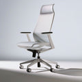 Ergonomischer Bürostuhl mit Kopfstütze und Rollen, Weiss/Schwarz, 66 x 66 x 118–128 cm