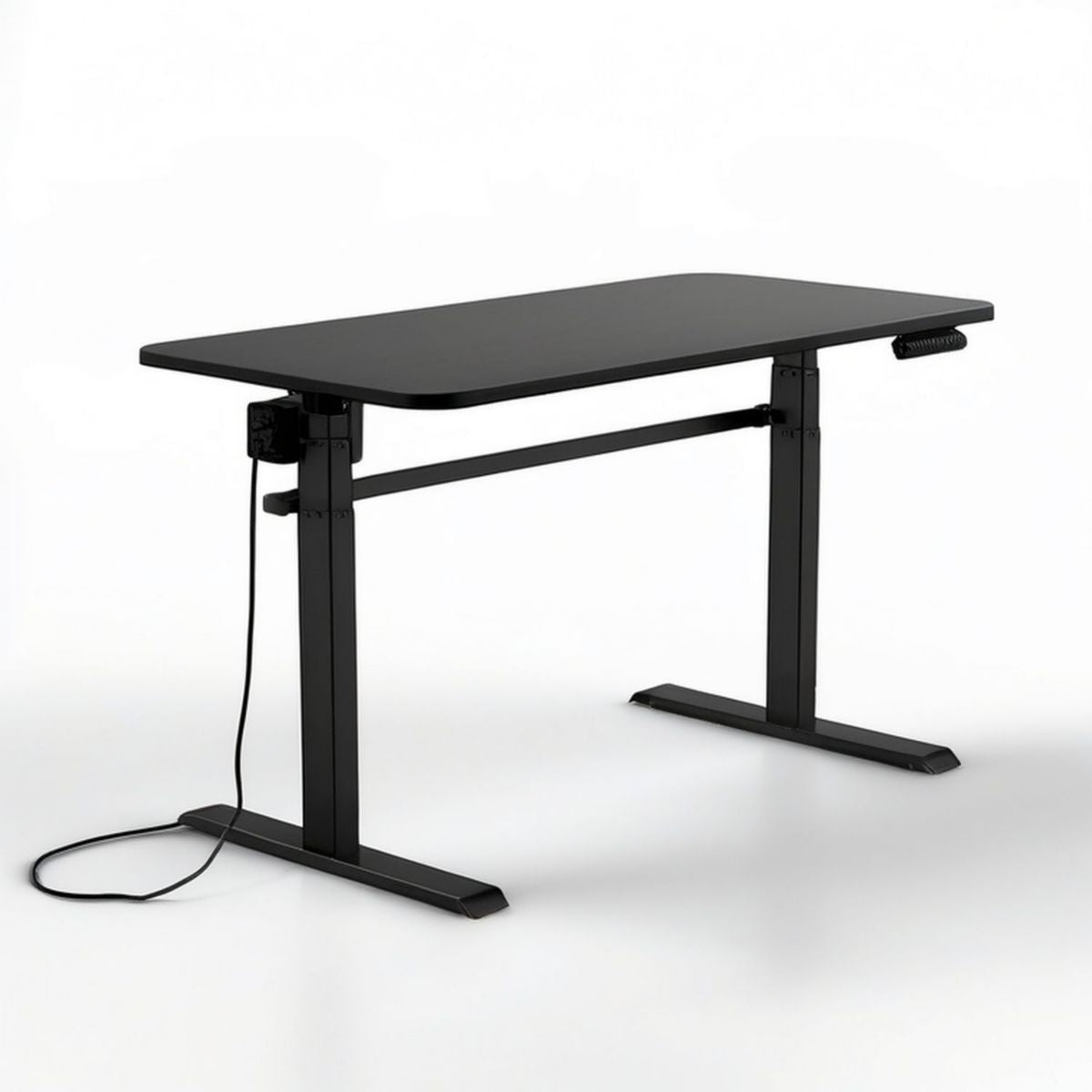 Elektrisch höhenverstellbarer Schreibtisch 120 x 60 cm Schwarz mit MDF-Platte und Stahlgestell