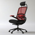 Ergonomischer Bürostuhl mit Kopfstütze und Netzrücken, Schwarz/Rot, 66 × 66 × 118–128 cm