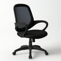Ergonomischer Bürostuhl mit Netzrückenlehne, Armlehnen und Rollen, Schwarz, 62 x 62 x 92–102 cm