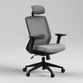 Ergonomischer Drehstuhl mit Kopfstütze, 66 x 66 x 118–128 cm, Grau/Schwarz
