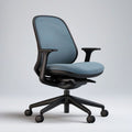 Ergonomischer Bürodrehstuhl mit Netzrücken, Armlehnen und Rollen, Hellblau/Schwarz, 64 x 64 x 100–110 cm