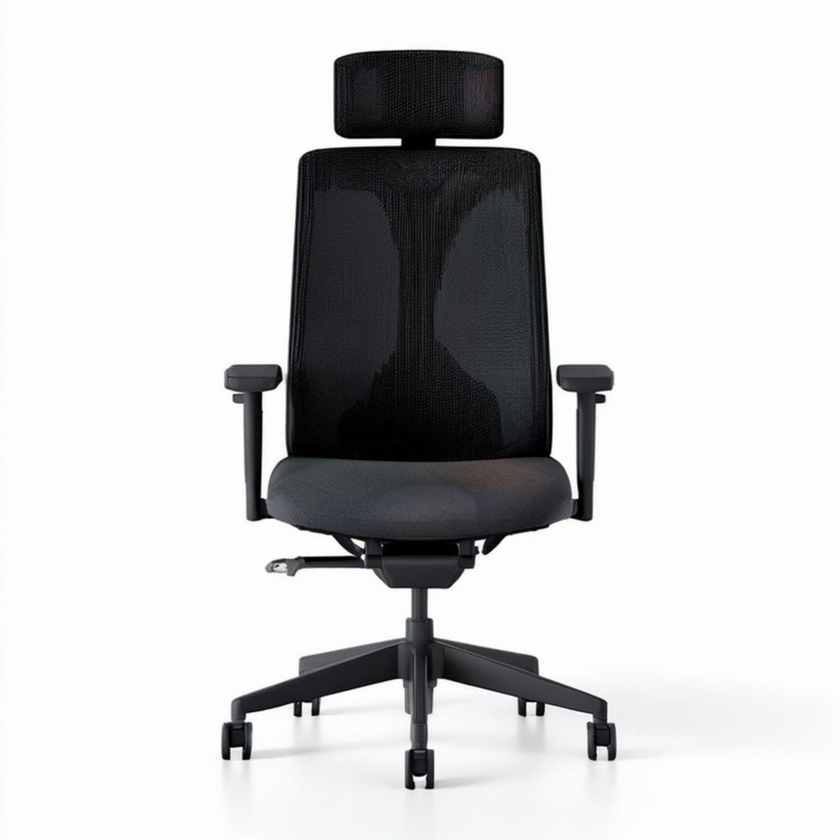 Ergonomischer Drehstuhl mit Netzrücken und Kopfstütze, Schwarz, 66 × 66 × 118–128 cm